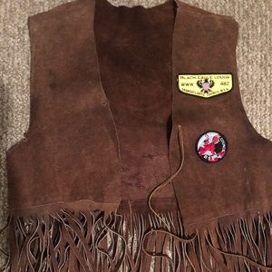 Vintage frilled leather vest